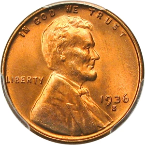 image for: 1936-S 1c PCGS MS67 RD