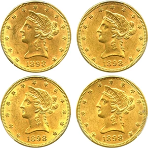 image for: Investor Lot: 1898 $10 PCGS MS62 (4 Coins) - No Reserve!