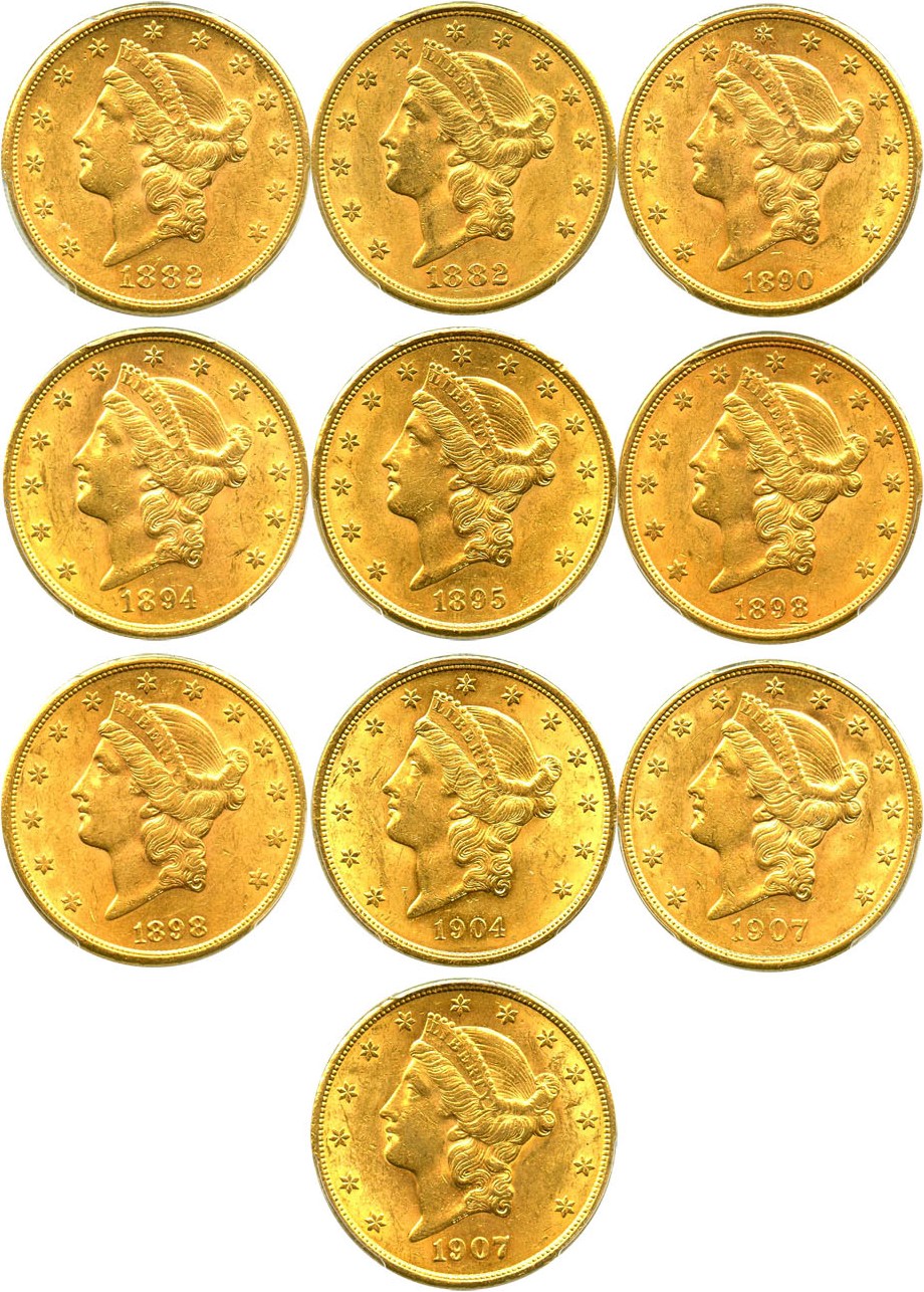 image for: Collector Lot: Assorted $20 Liberty Gold Coins PCGS AU58 (10 Coins) - No Reserve!