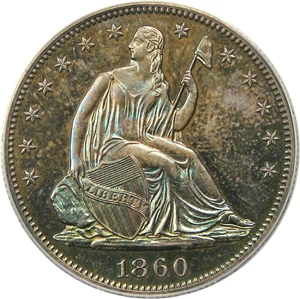 image for: 1860 50c PCGS/CAC Proof 64 - Colorful Toning