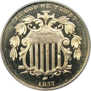 image for: 1877 5c PCGS/CAC Proof 64 CAM - Scarce Proof-Only Issue