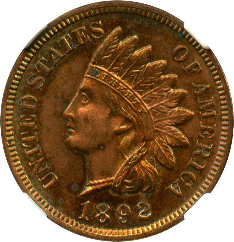 image for: 1892 1c NGC Proof 63 RB - Colorful Toning