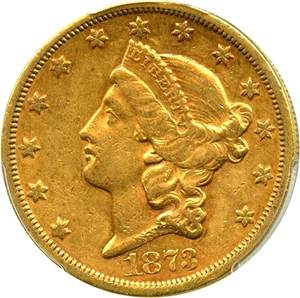 image for: 1873-S $20 PCGS AU50 (Closed 3) - No Reserve!
