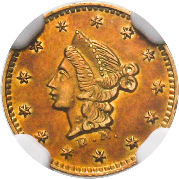 image for: 1853/2 Cal. Gold 50c NGC MS61 (BG-409, Round Liberty)