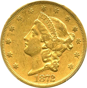 image for: 1872-S $20 PCGS AU50 - No Reserve!