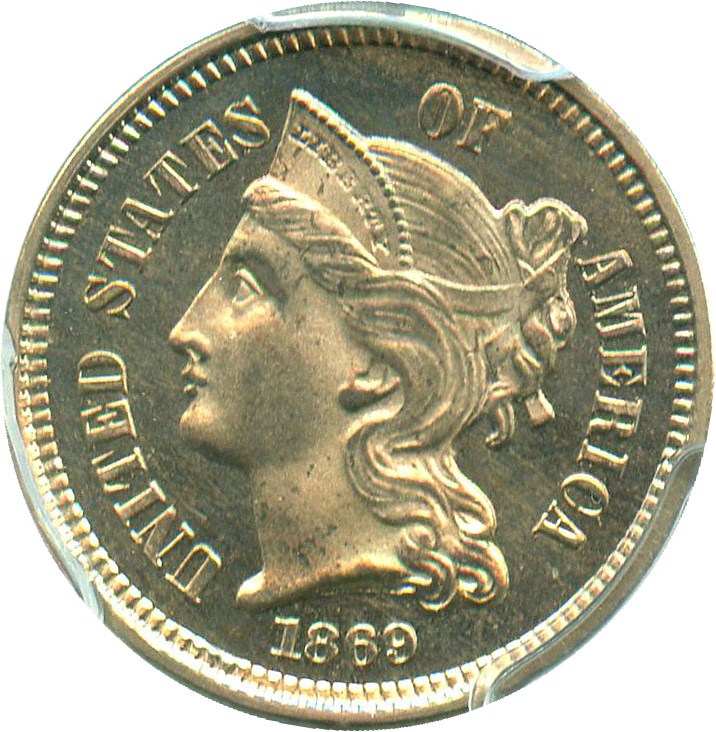 image for: 1869 3cN PCGS/CAC Proof 65 OGH