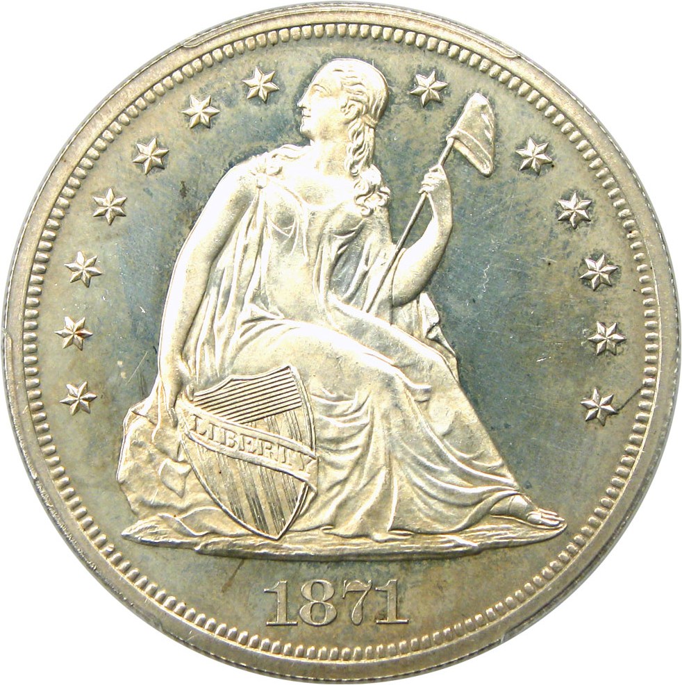 image for: 1871 $1 PCGS Proof 64 CAM - Desirable Proof Seated Dollar