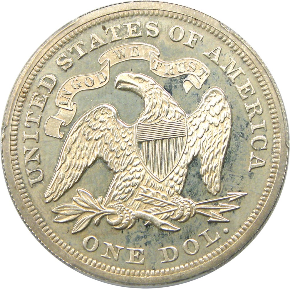 image for: 1871 $1 PCGS Proof 64 CAM - Desirable Proof Seated Dollar