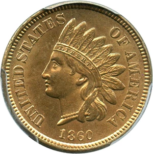 image for: 1860 1c PCGS/CAC MS64 (Pointed Bust) Scarce Variety