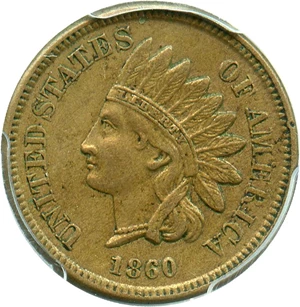 image for: 1860 1c PCGS/CAC AU53 (Pointed Bust) Scarce Variety