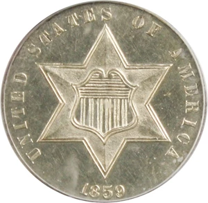 image for: 1859 3cS PCGS/CAC Proof 62 OGH