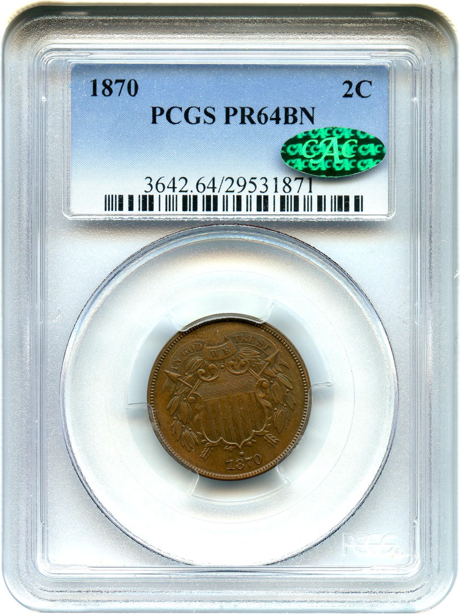 image for: 1870 2c PCGS/CAC Proof 64 BN