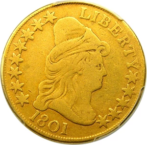 image for: 1801 $10 PCGS F15 - Draped Bust Gold Eagle Type
