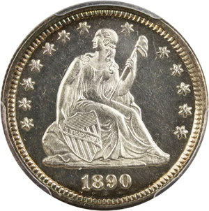 image for: 1890 25c PCGS Proof 64 CAM - Beautiful Toning