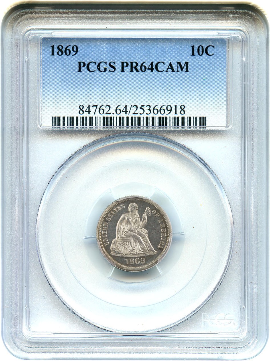 image for: 1869 10c PCGS Proof 64 CAM - No Reserve!