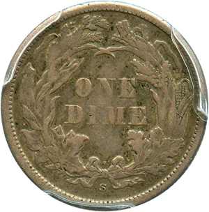 image for: 1870-S 10c PCGS VF35 - Key, Low Mintage Dime