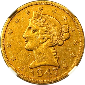 image for: 1847-C $5 NGC XF45