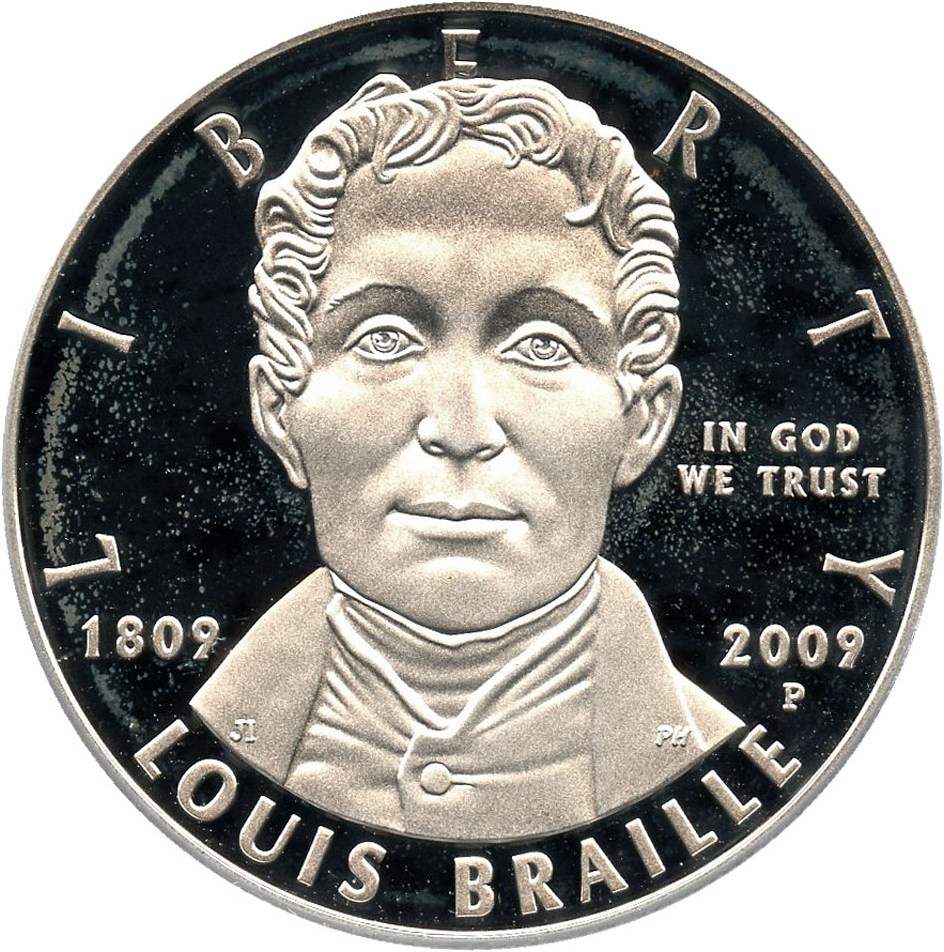 image for: 2009-P Louis Braille $1 PCGS Proof 69 DCAM