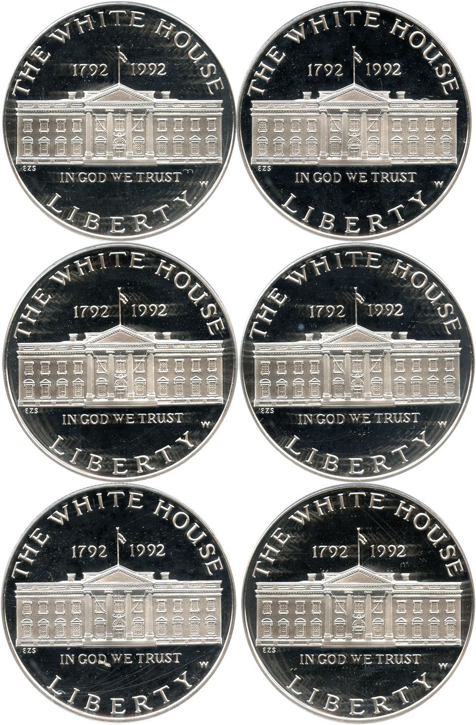 image for: Investor Lot of 1992-W White House $1: All PCGS Proof 69 DCAM (6 Coins) - No Reserve!