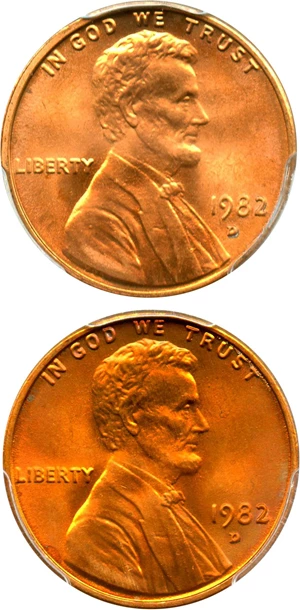 image for: Collector Lot: 1982-D 1c PCGS MS66 RD (Zinc, Large Date) - 2 Coins - No Reserve!