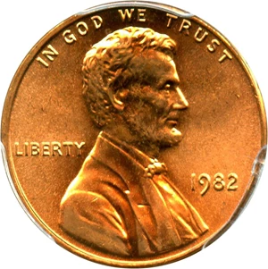 image for: 1982 1c PCGS MS65 RD (Bronze, Small Date) - No Reserve!