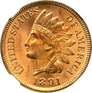 image for: 1891 1c NGC MS65 RD