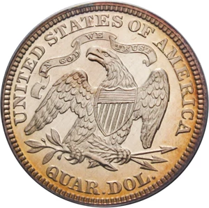 image for: 1873 25c PCGS Proof 64 CAM (No Arrows) Beautiful Coloring
