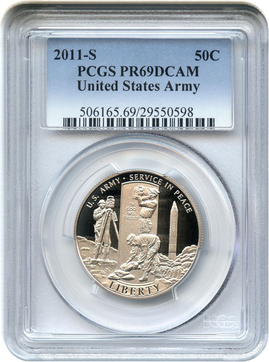 image for: 2011-S United States Army 50c PCGS Proof 69 DCAM