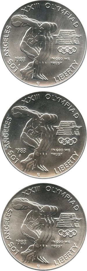image for: Investor Lot of 1983-S Olympic $1: All PCGS MS69 (3 Coins) - No Reserve!