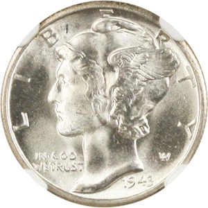 image for: 1943-S 10c NGC MS65