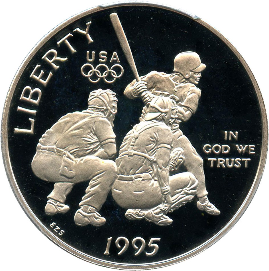 image for: 1995-S Olympic Baseball 50c PCGS Proof 69 DCAM