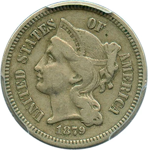 image for: 1879 3cN PCGS VF25 - Low Mintage Date