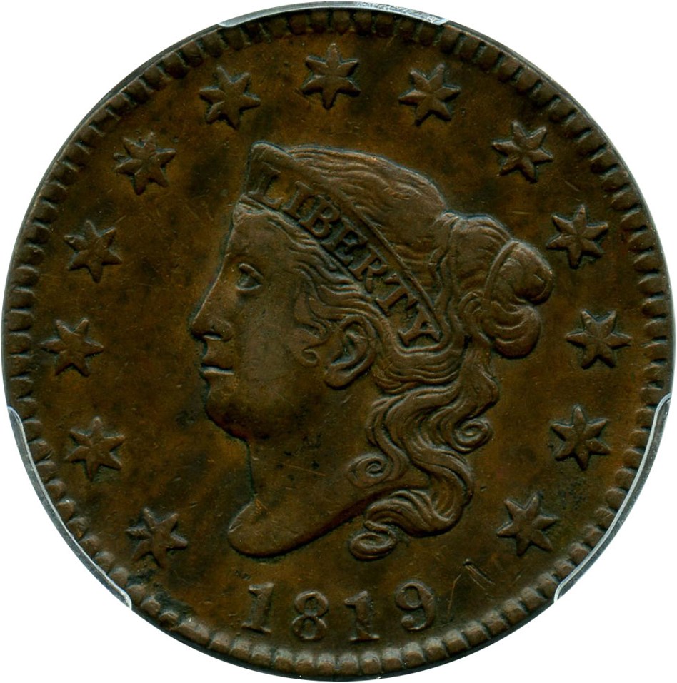 image for: 1819 1c PCGS/CAC XF45 (Small Date)