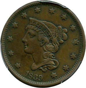 image for: 1839 1c PCGS XF40 (Type of 1840)