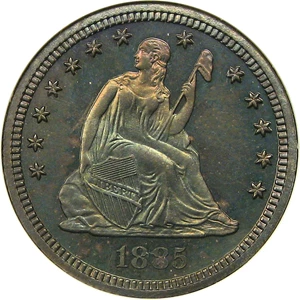 image for: 1885 25c NGC/CAC Proof 65 - Colorful Toning