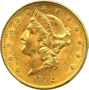 image for: 1892-S $20 PCGS MS62 - No Reserve!