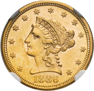 image for: 1886 $2 1/2 NGC MS61 - Only 4000 Coins Minted