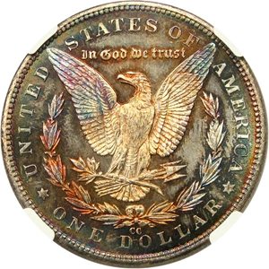 image for: 1890-CC $1 NGC MS66 - Rare Gem Carson City Morgan with Colorful Toning