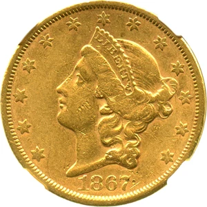 image for: 1867-S $20 NGC XF45