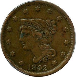 image for: 1842 1c PCGS XF40 (Large Date)