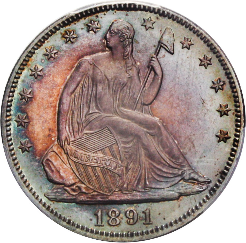 image for: 1891 50c PCGS Proof 64 - Colorful Toning