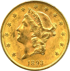 image for: 1893-S $20 PCGS MS62 - No Reserve!