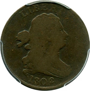 image for: 1802/0 1/2c PCGS/CAC Good-6 (Reverse of 1802) Very Scarce Date