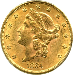 image for: 1884-S $20 PCGS MS62