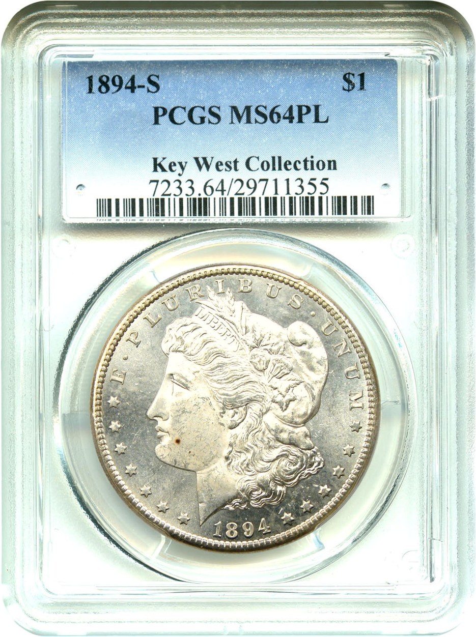 image for: 1894-S $1 PCGS MS64 PL ex: Key West Collection