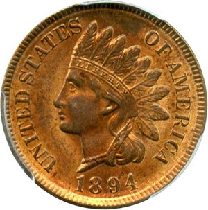 image for: 1894 1c PCGS MS64 RB - Mostly Red, Looks Gem