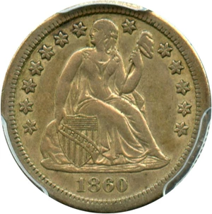 image for: 1860-S 10c PCGS XF45 - Key S-Mint Seated Dime