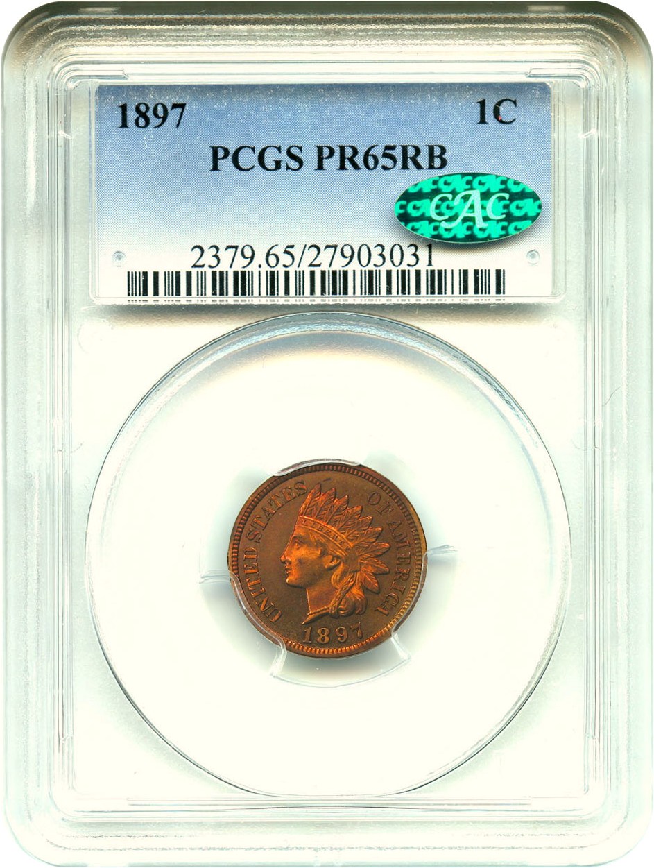 image for: 1897 1c PCGS/CAC Proof 65 RB - No Reserve!