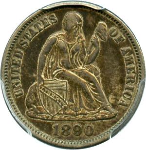 image for: 1890-S 10c PCGS AU50
