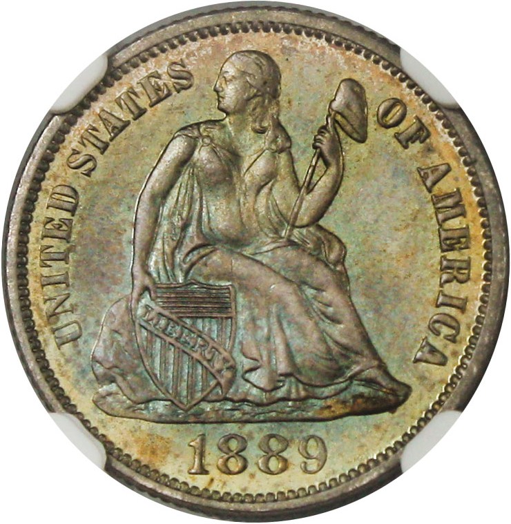 image for: 1889 10c NGC/CAC Proof 65 - Colorful Toning